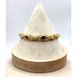 Vintage Joan Rivers Bracelet, Brown Crystal Gold Tone